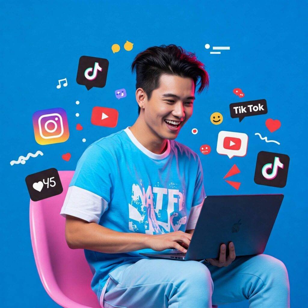 Happy Influencer Creating Content
