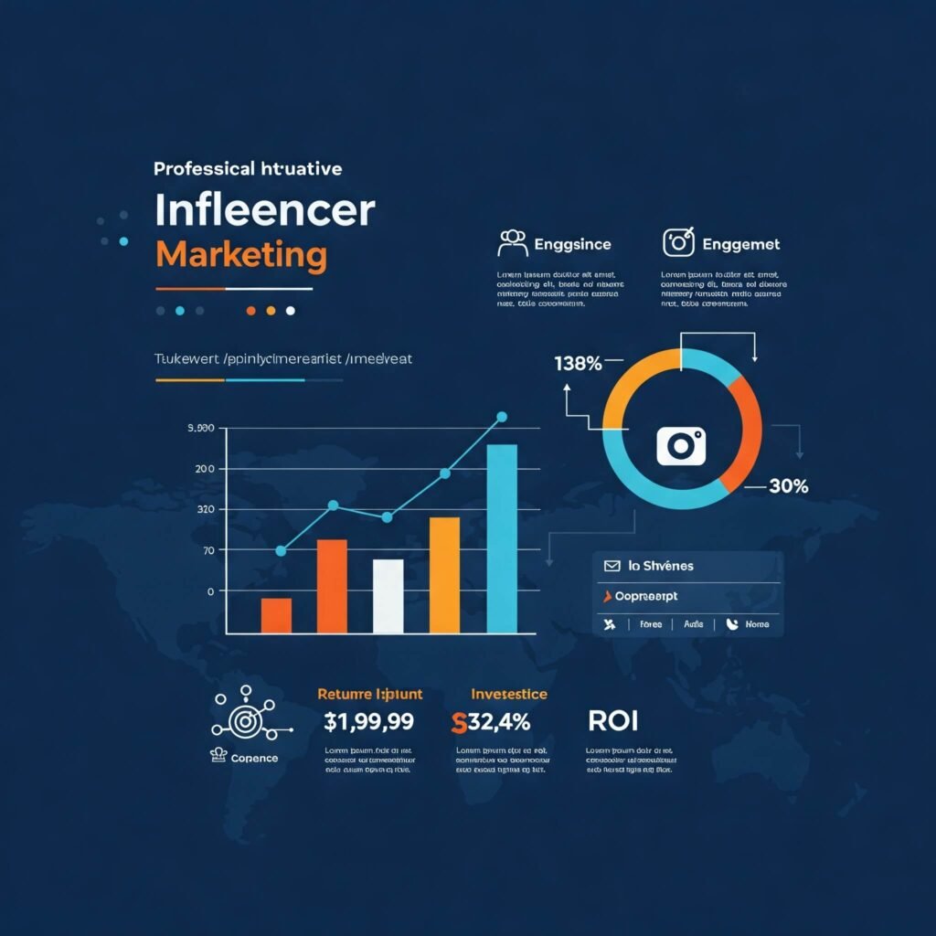 Infographic on influencer engagement, ROI, and reach