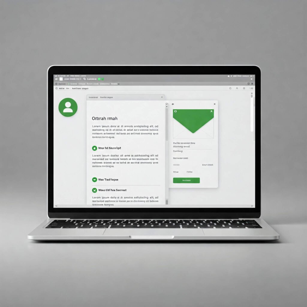 Laptop screen displaying an email with subtle branding