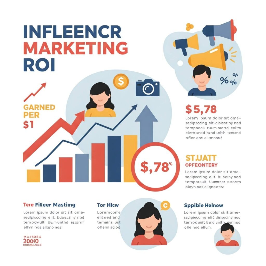 Influencer marketing ROI statistics infographic.