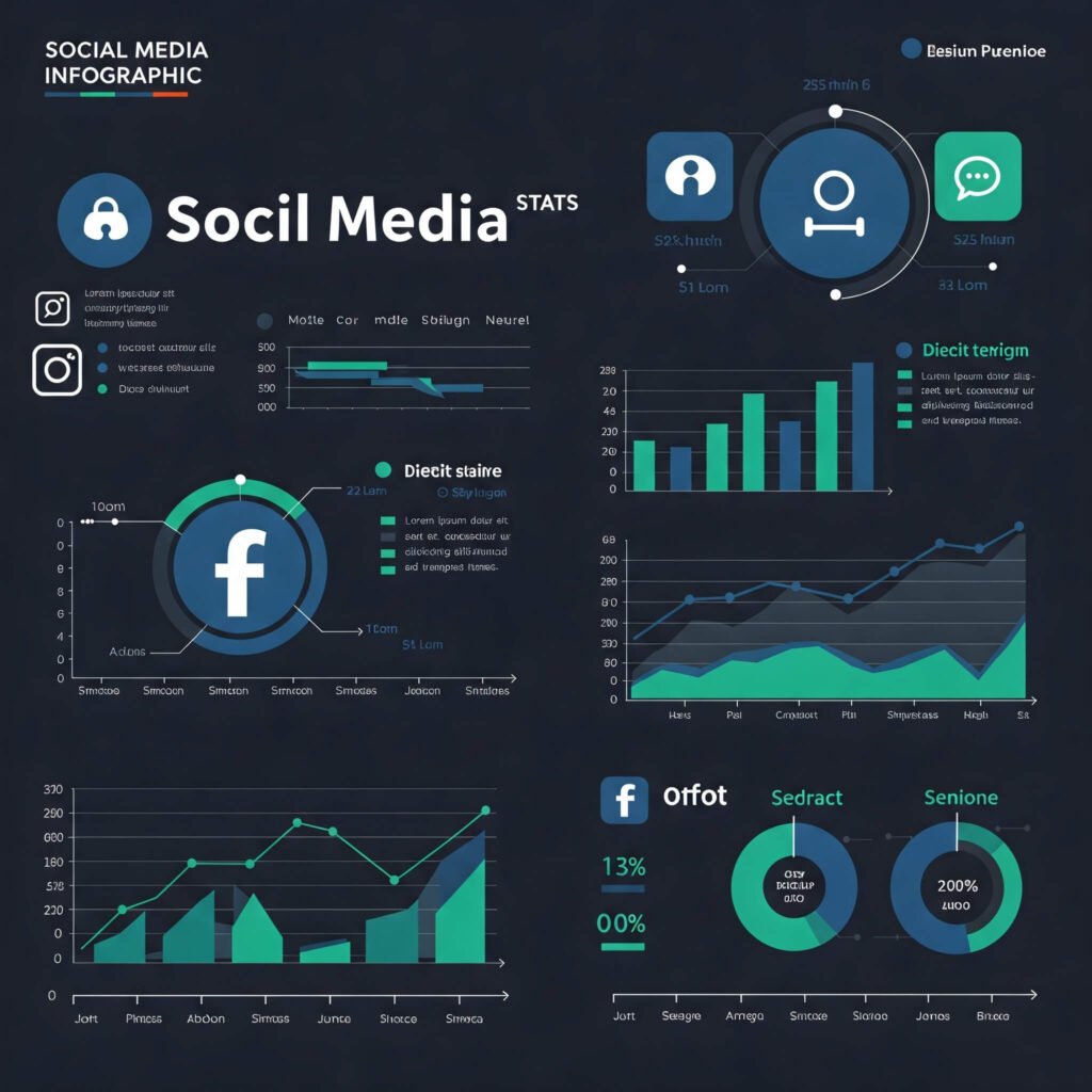 Sleek infographic with modern design highlighting social media stats.