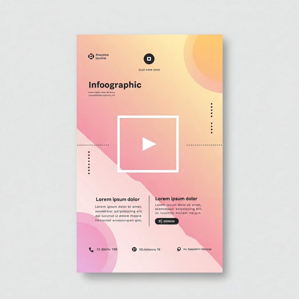 Colorful Instagram post mockup with an infographic or video thumbnail and subtle brand elements