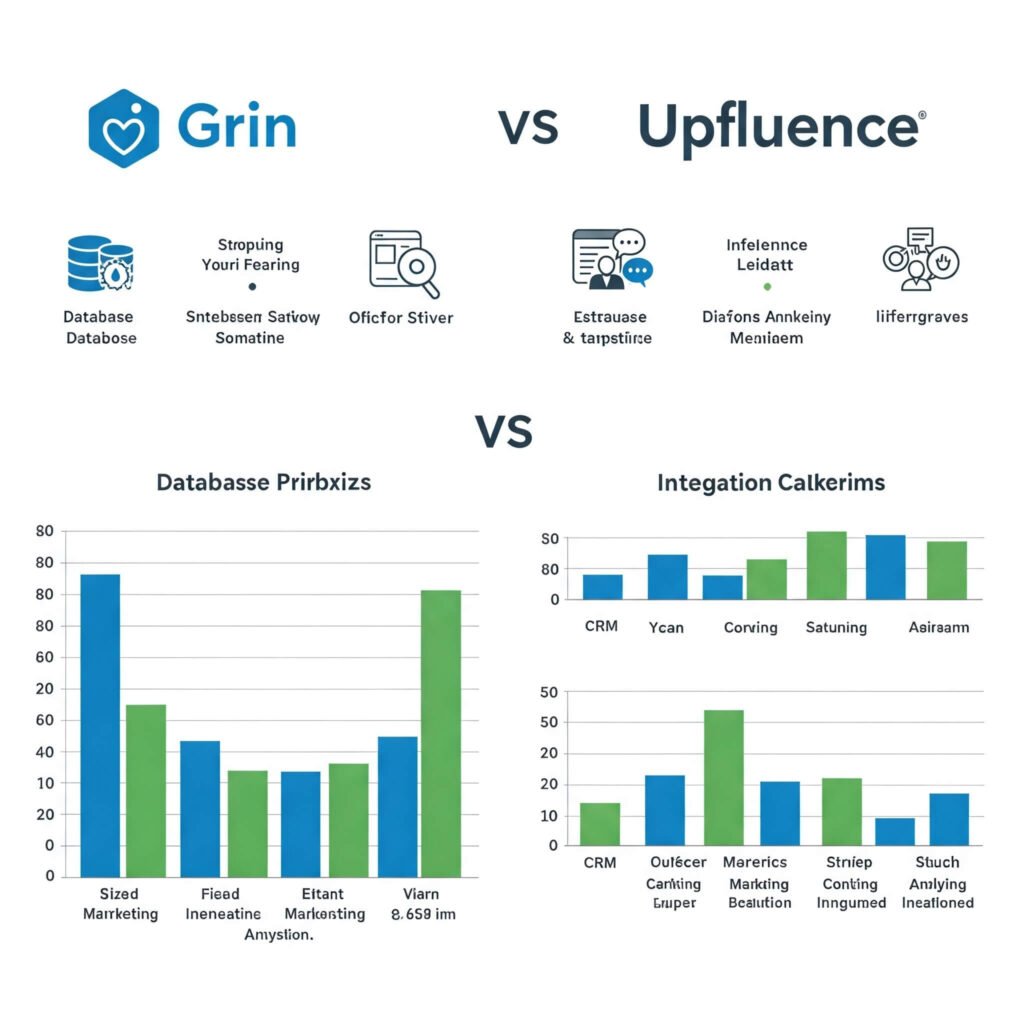Grin and Upfluence features compared in an informative infographic