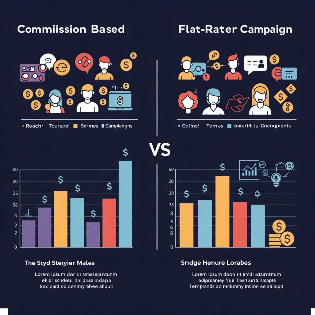 Comparison chart: Commission vs flat-rate influencer campaigns.