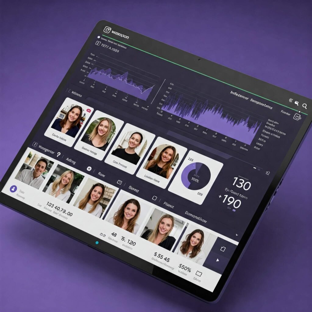 Influencer marketing tool dashboard displaying analytics