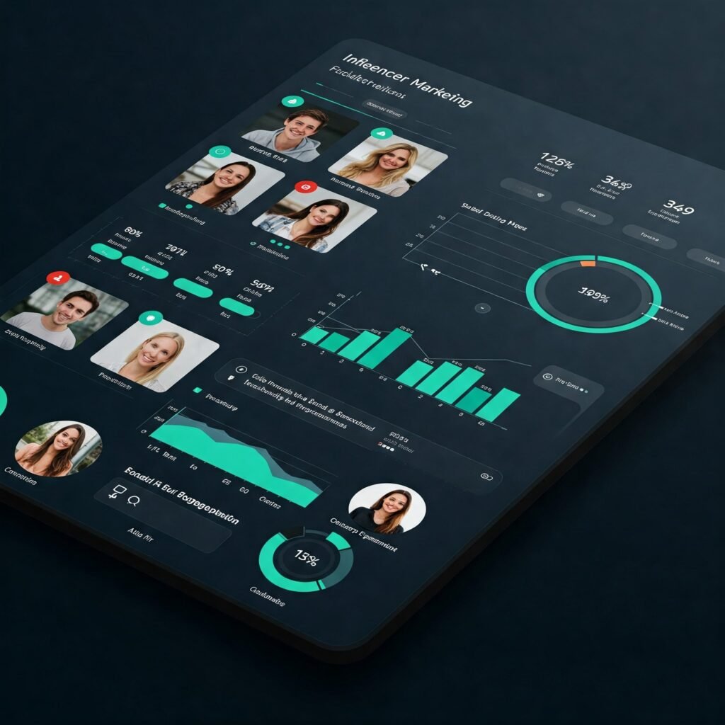 Tech dashboard graphic of influencer marketing tool