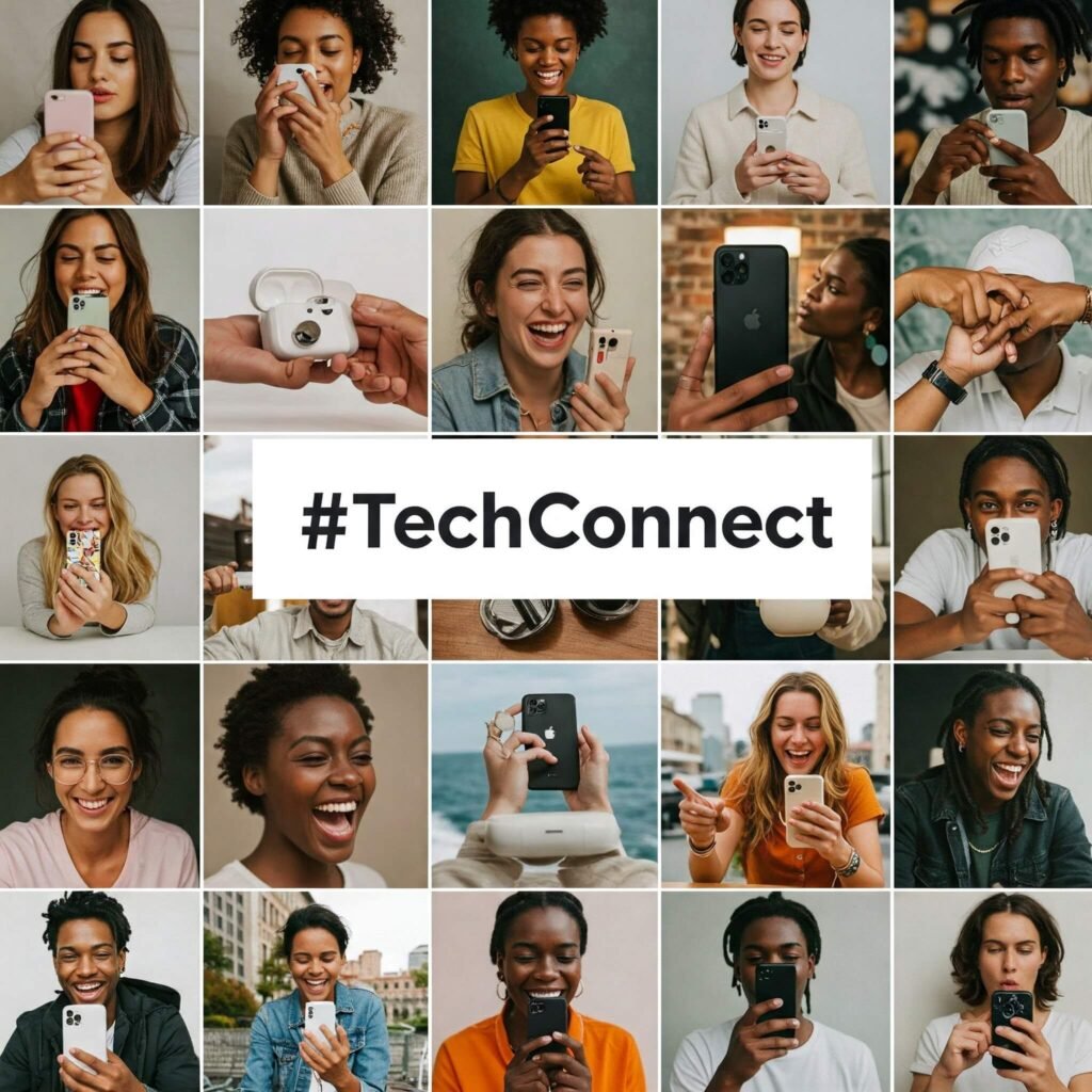 Collage of user-generated social media posts featuring a brand's product in a vibrant grid with a branded hashtag overlay.