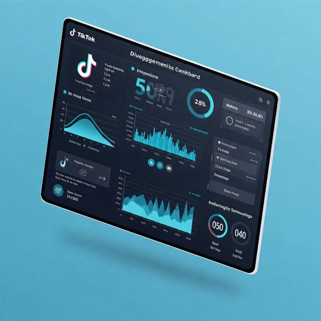 Sleek TikTok analytics dashboard displaying engagement and impressions metrics.
