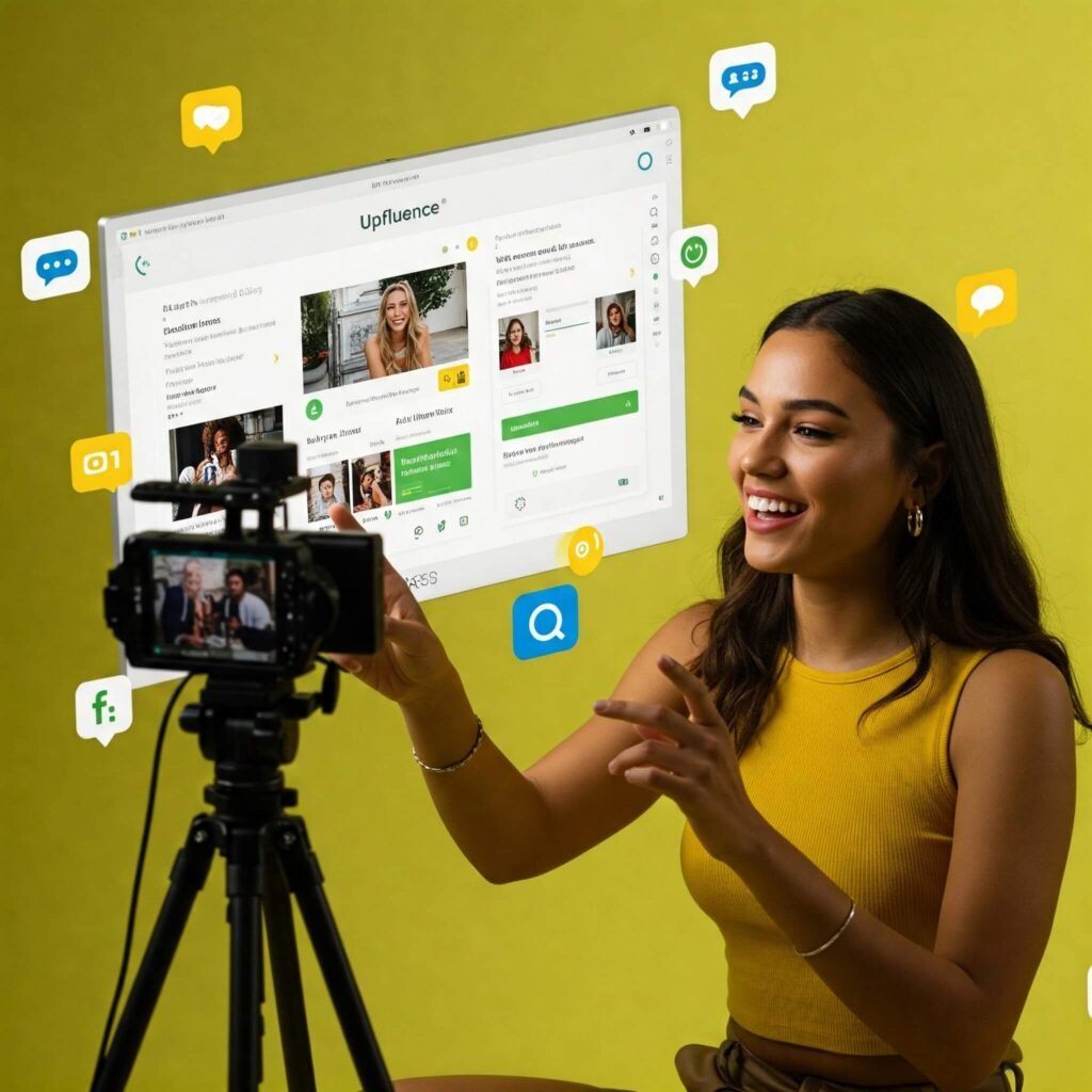 Influencer marketing with Upfluence search interface overlay