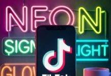 How to Choose the Right TikTok Influencer Agency? Glowing smartphone with TikTok logo, #trending mug, messy desk, neon lights, glitter confetti.