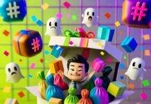 Everything You Need to Know About Influencer Gifting Platforms Quirky laptop spills colorful swag bags, influencer juggles packages amid chaotic neon confetti.