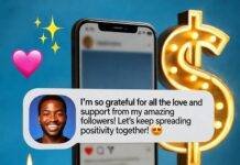 Pay Influencers to Promote Your Product: A Simple Guide Bright smartphone with Instagram post, neon dollar sign, messy desk, emoji stickers, bold colors.