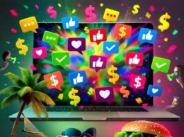 Top Influencer Programs You Can Join to Get Paid Now A vibrant image showing a laptop displaying social media icons, surrounded by various objects.