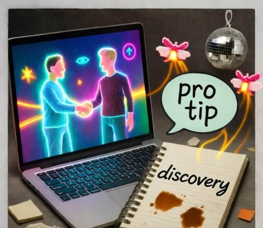 How to Use Upfluence for Influencer Discovery Like a Pro Holographic handshake, coffee-stained notes, disco ball, fireflies, neon "pro tip" on retro Polaroid.