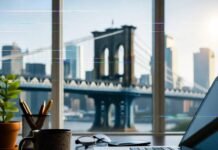 Choosing the Right Influencer Analytics Tool for Your Campaign Glitchy Brooklyn desk view, coffee steam, laptop, data network, "aha!" moment.