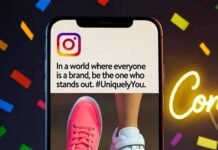 Influencer Promotion Techniques That Drive Real Results Vibrant Instagram post on smartphone, mismatched neon sneakers, neon "Connect" sign, confetti burst.