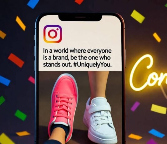Influencer Promotion Techniques That Drive Real Results Vibrant Instagram post on smartphone, mismatched neon sneakers, neon "Connect" sign, confetti burst.