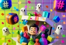 Everything You Need to Know About Influencer Gifting Platforms Quirky laptop spills colorful swag bags, influencer juggles packages amid chaotic neon confetti.