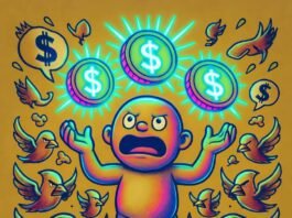 Influencer Payment Platforms That Make Getting Paid Easier Cartoon influencer juggles glowing coins, dodges angry tax bird flock, neon comic style.