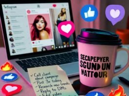 How to Manage Influencer Campaigns Without Losing Your Mind Cluttered desk with laptop, spilled coffee mug, sticky note, and emoji stickers.