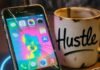 Top Tips for Running Paid Ads with Influencers That Convert Cracked phone with vibrant ad, chipped "Hustle" mug, crumpled $100 bill on messy desk.
