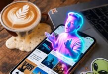 Social Media Marketing in 2025: Trends You Can’t Ignore Glowing smartphone with holographic influencer, spilled latte, scratched laptop, alien sticker.